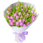 35 розовых пионовидных тюльпанов